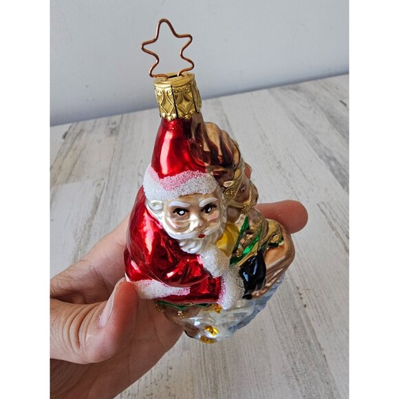Vintage inge glas Santa reindeer glitter ornament glass claws tree - Picture 10 of 10